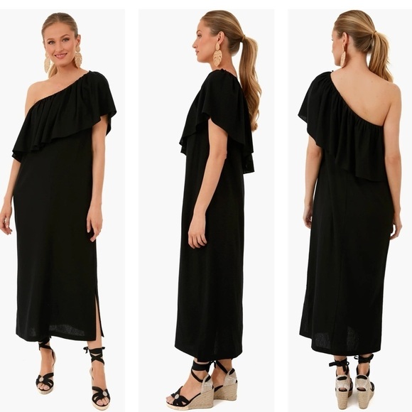 Tuckernuck Pomander Place Black Florencia One Shoulder Dress SzXL - Picture 1 of 9
